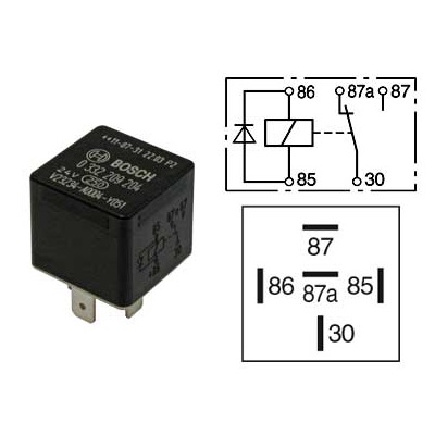 Minirelä växlande 24V 10-20A med diod 1