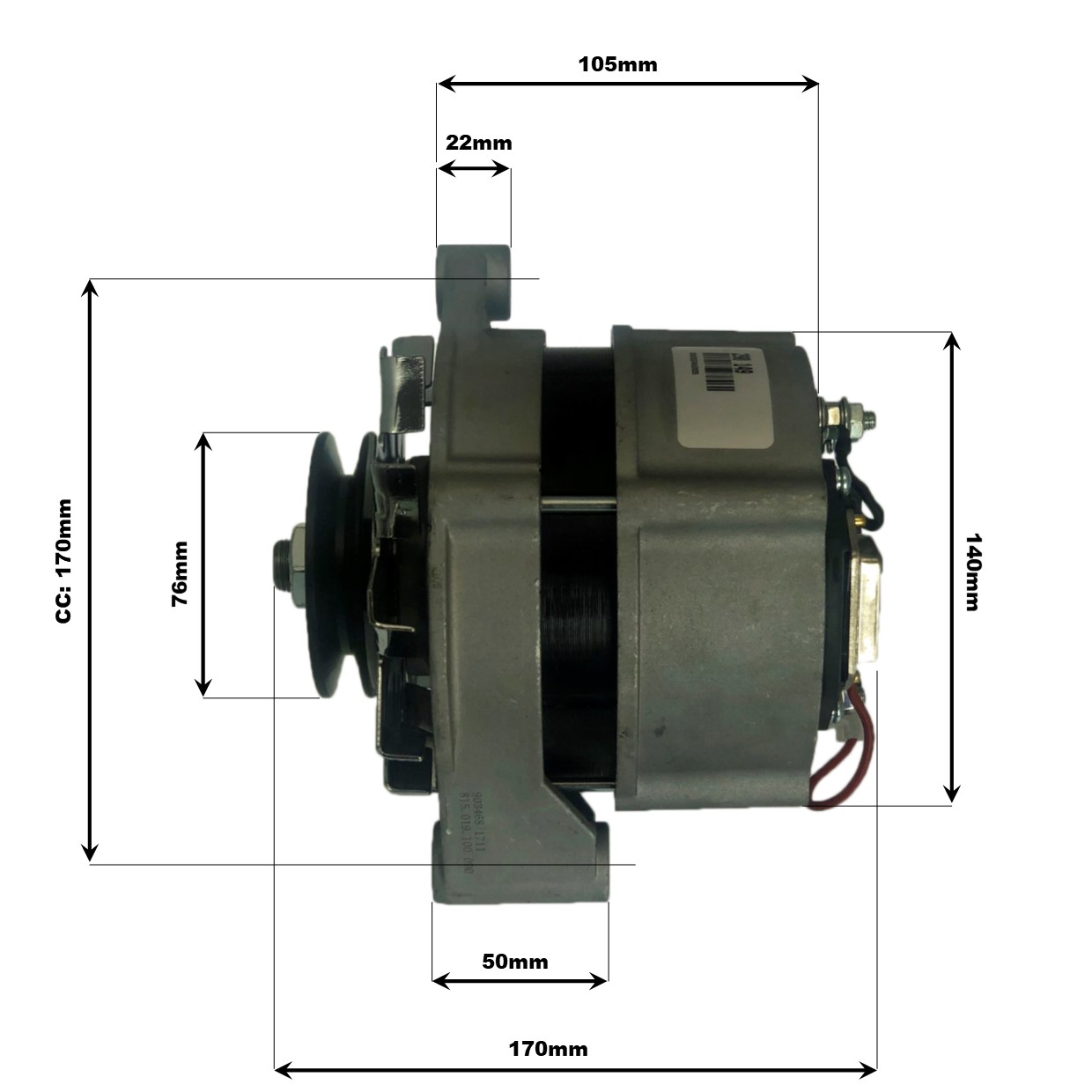 Generator 12V 115A (2-polig), original Mahle 3