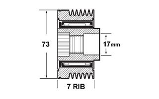 Frihjulsremskiva 7-spår ID:17.00mm UD:55.00mm 1