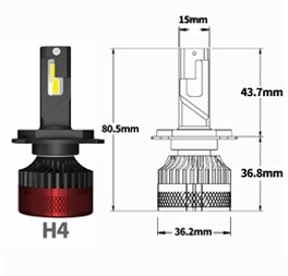 H4 LED F5 55W 20000Lm Hel-halvljus 2