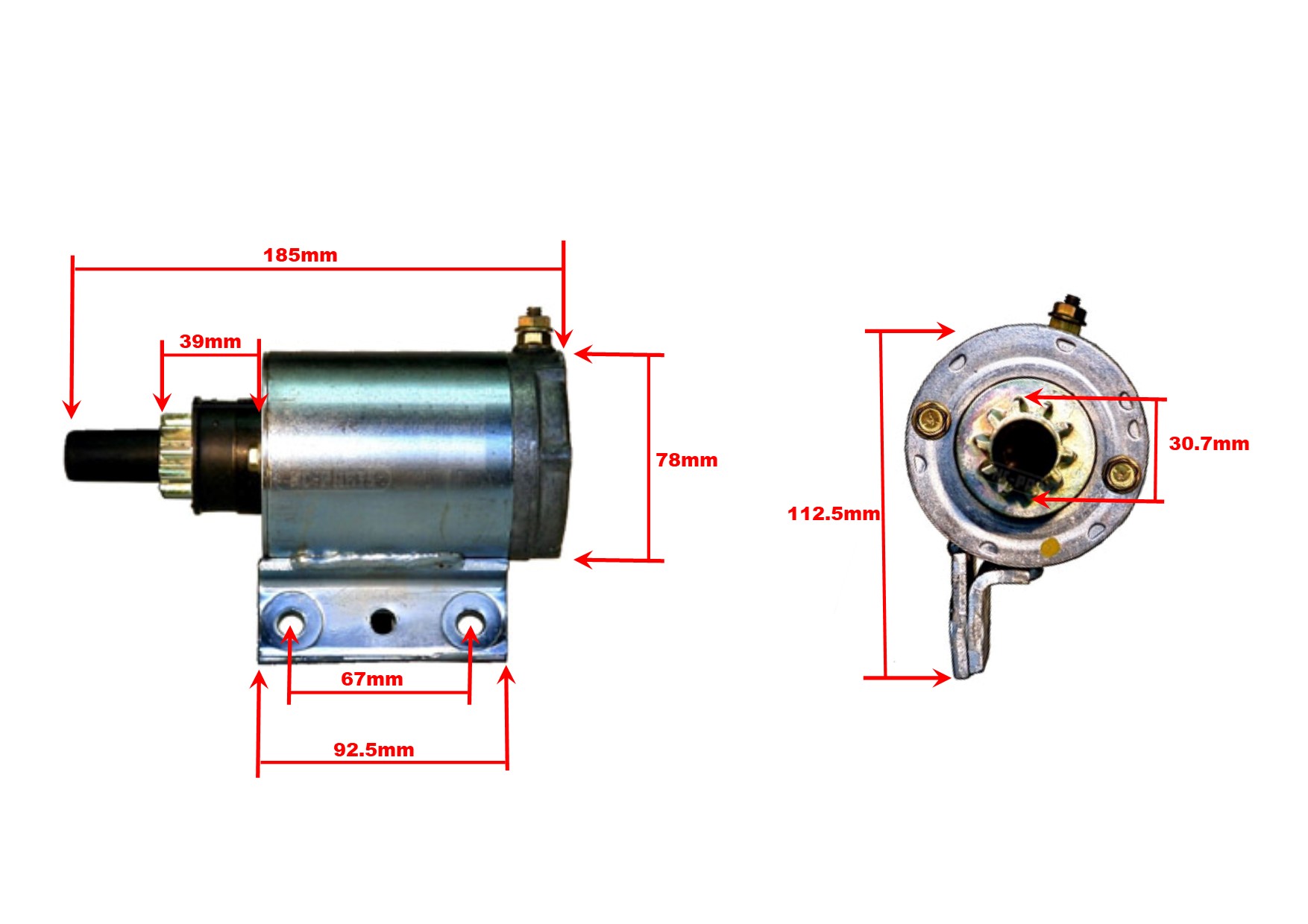 Startmotor 12V 0.5kW, 10 Kuggar CCW 4