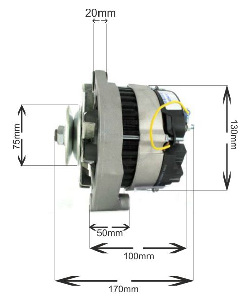 Generator 12V 80A med enkel 125mm remskiva 4