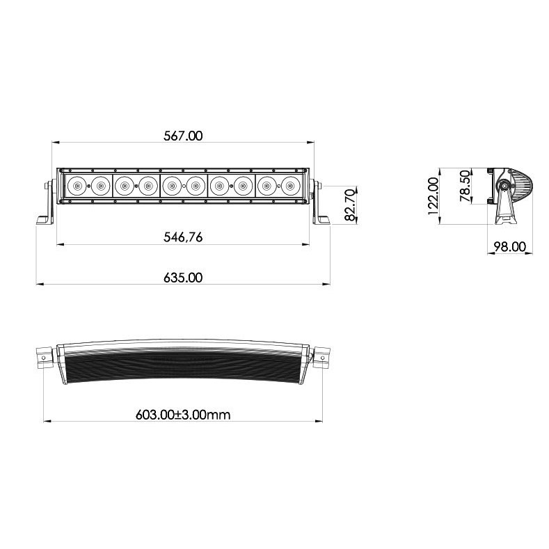 LED Lightbar Single Row 22" 100W Combo 1