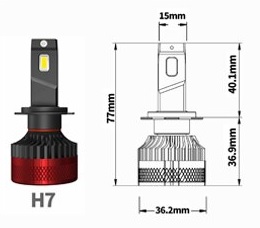 H7 LED-konvertering på 55W F5 55W 20000Lm 2