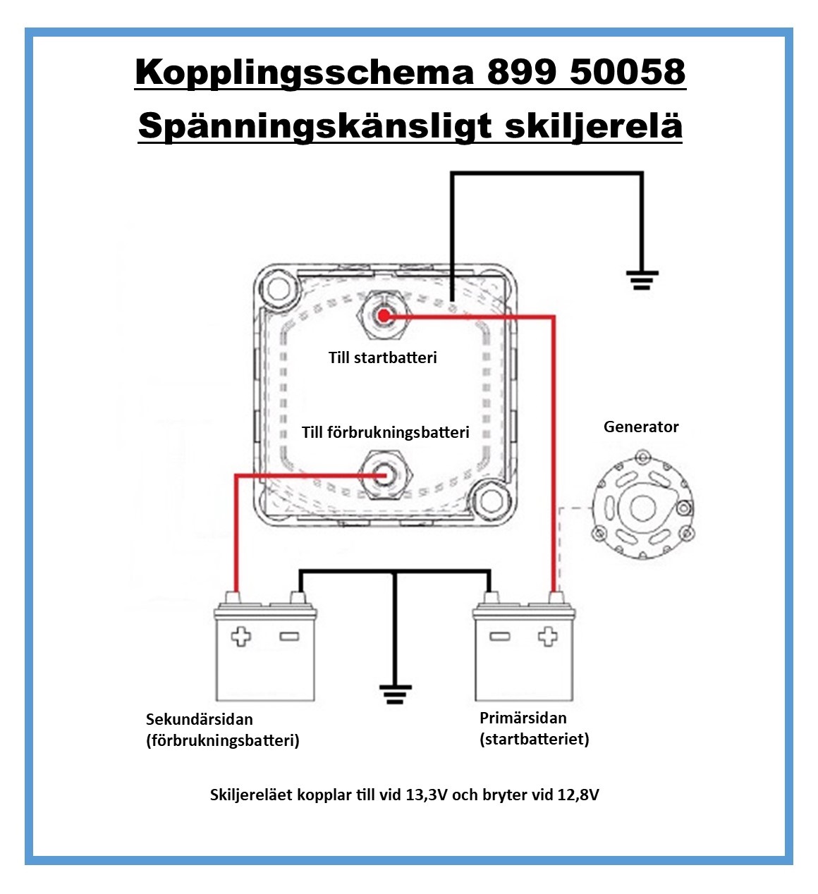 Skiljerelä 12V 140A spänningskänsligt 1