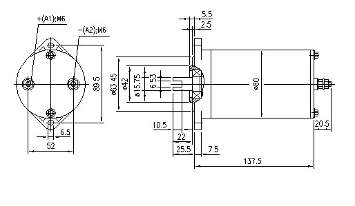 Elmotor 24V 0.8kW 1