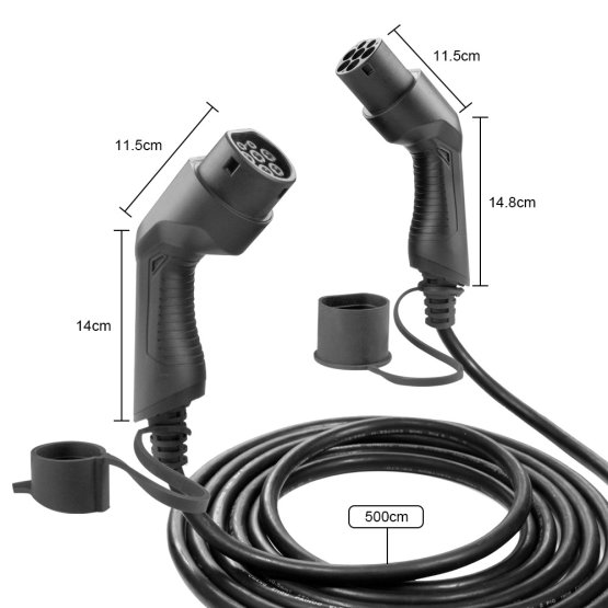 Laddkabel för elbil Typ 2 till Typ 2, 3-fas 16A, 5m 2